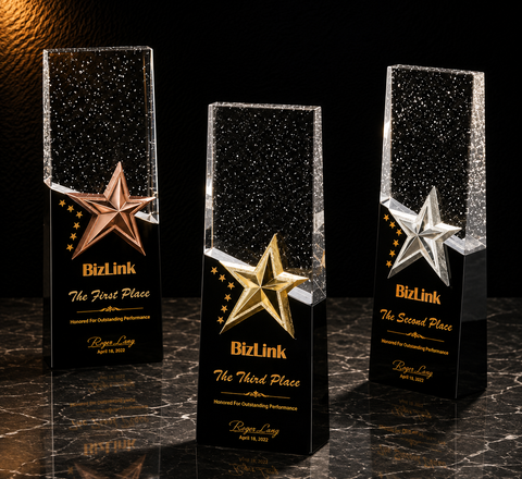 Dark Star Panel Crystal Award Set - custom crystal awards with your logo